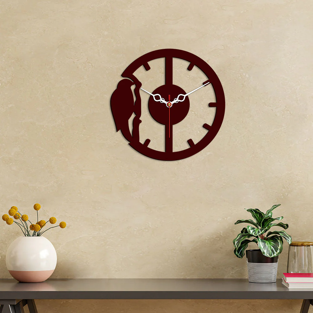 Woodpecker Designer Wooden Wall Clock - Image 2