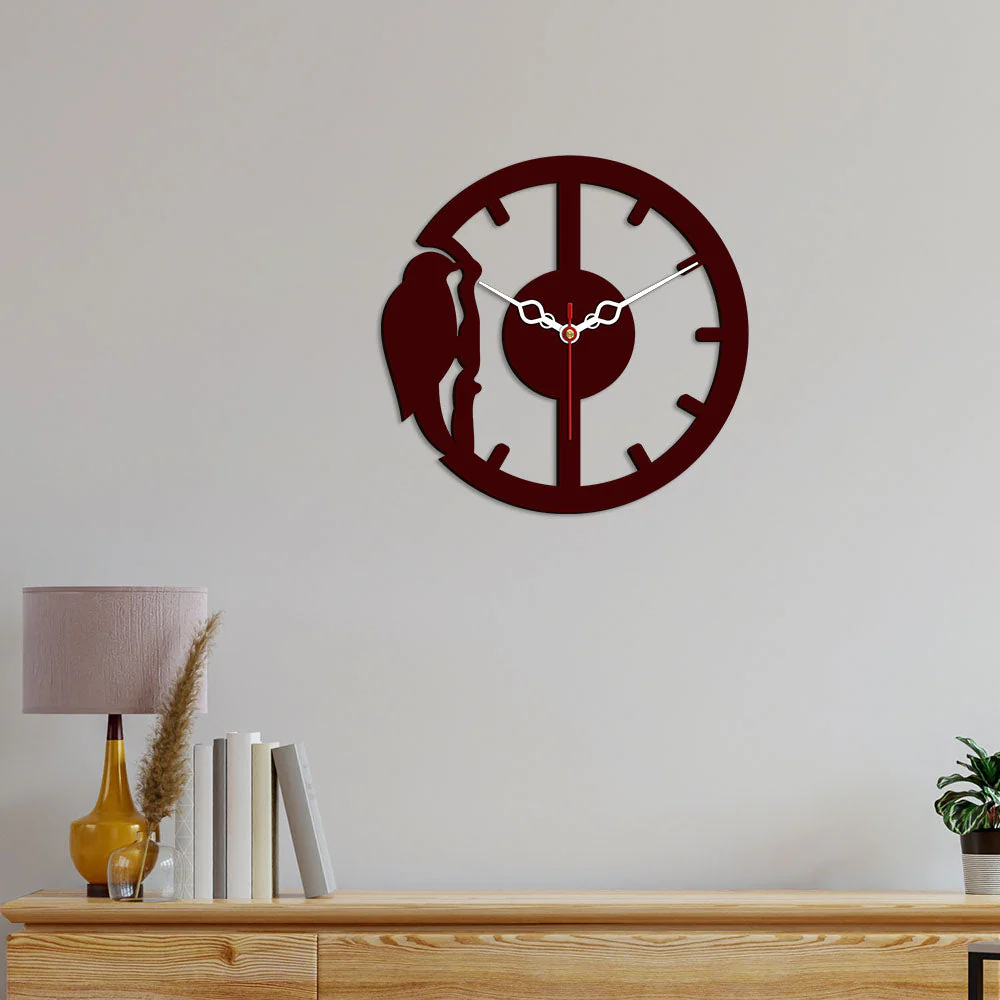 Woodpecker Designer Wooden Wall Clock - Image 3