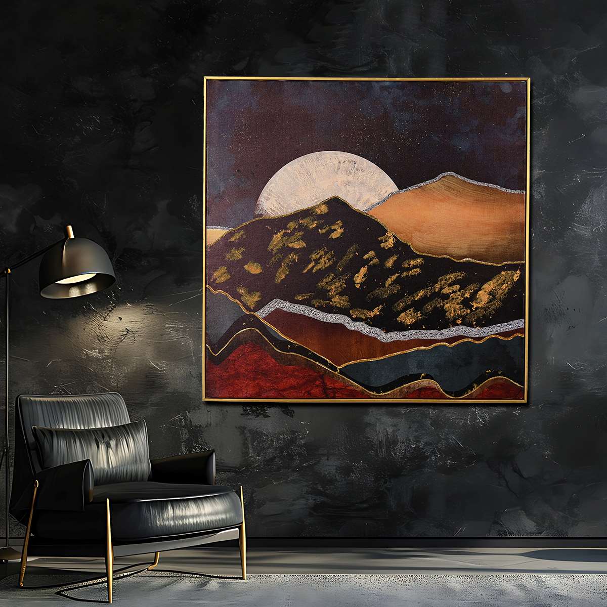 World of Colors Mountain Hand Painted Wall Painting with Floating Frame - Image 2