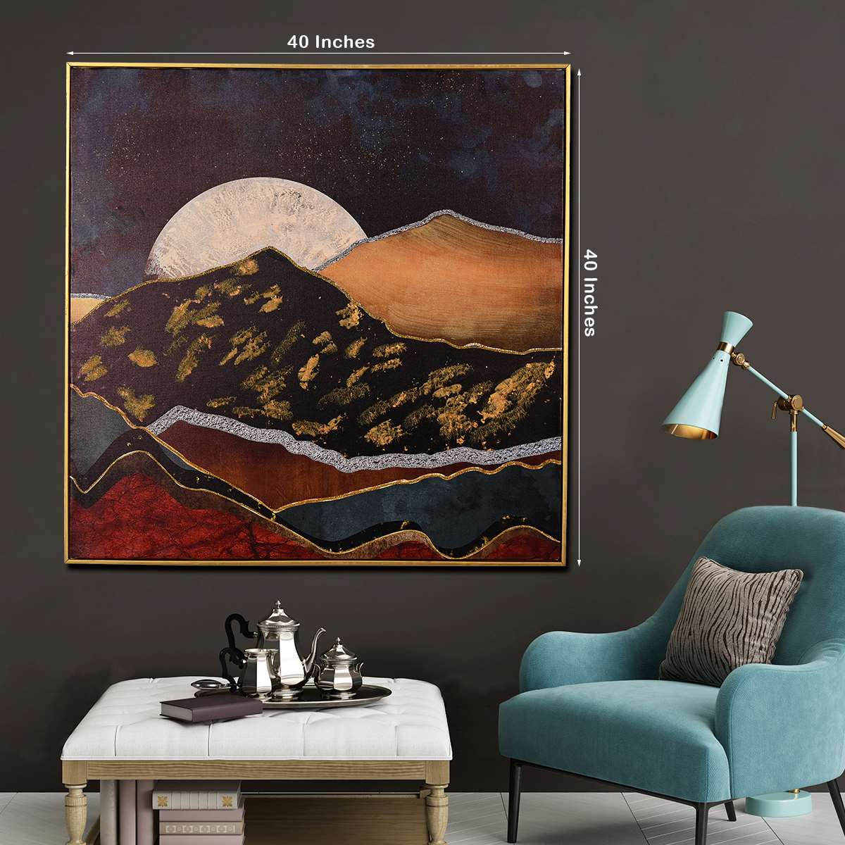 World of Colors Mountain Hand Painted Wall Painting with Floating Frame - Image 5