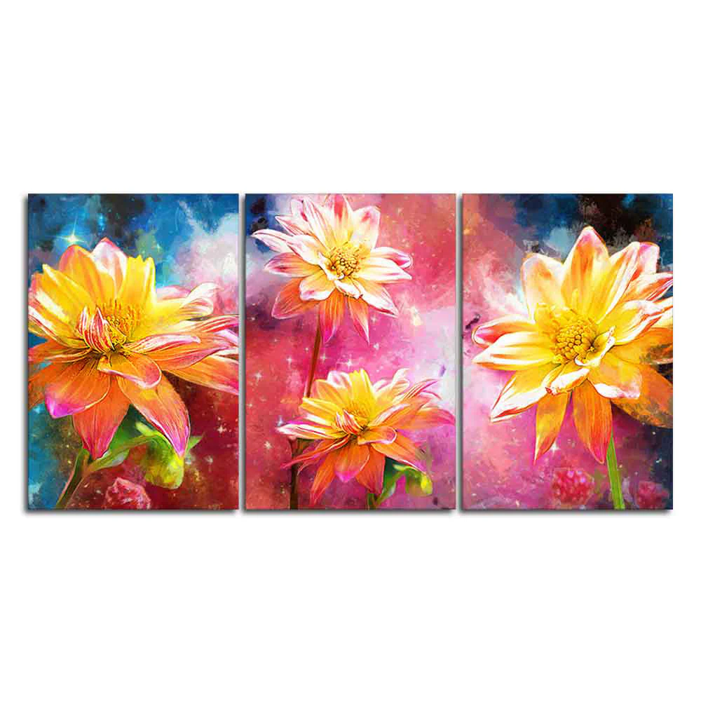 Yellow Flower Canvas Wall Painting of 3 Pieces - Image 4
