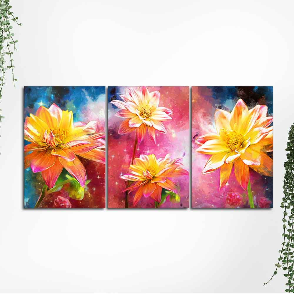 Yellow Flower Canvas Wall Painting of 3 Pieces - Image 5