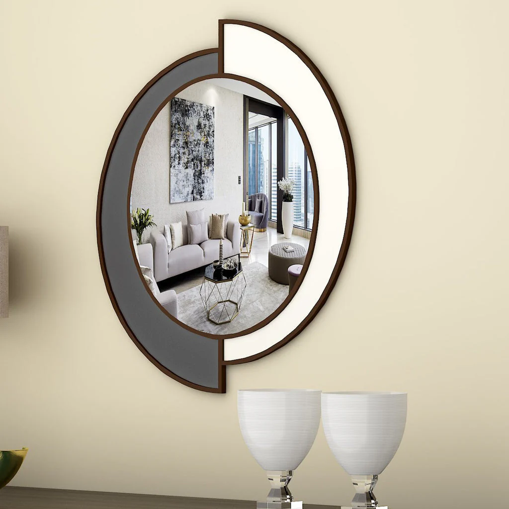 Yin Yang Style Decorative Wooden Vanity Mirror - Image 3