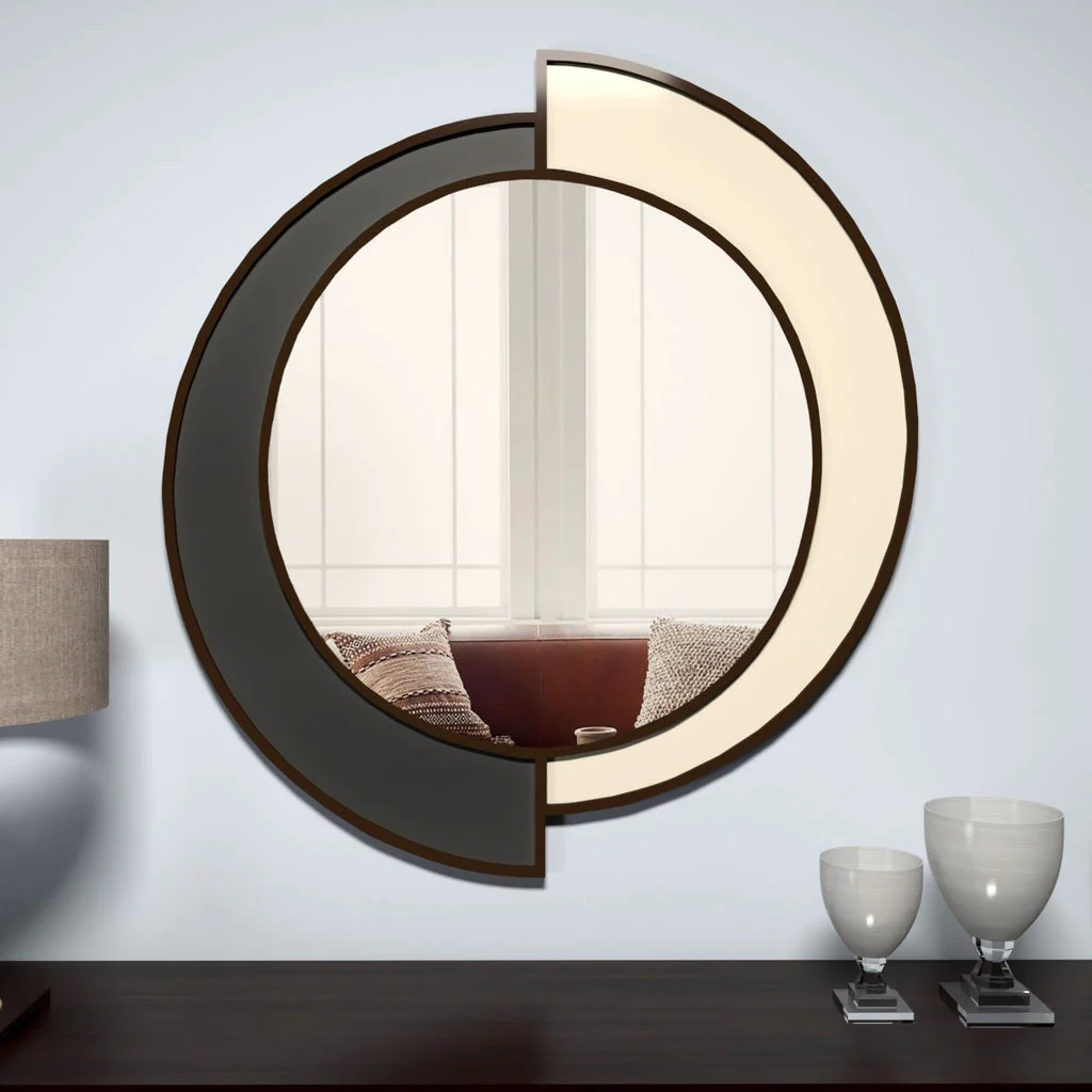Yin Yang Style Decorative Wooden Vanity Mirror - Image 4