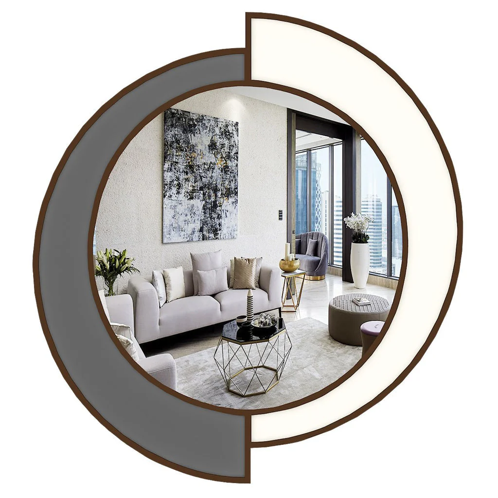 Yin Yang Style Decorative Wooden Vanity Mirror - Image 5
