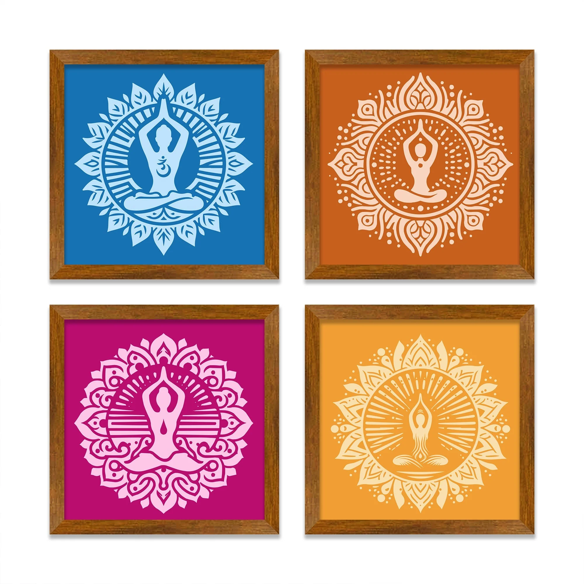Yogaasana Art Wooden Wall Frame Set of Four - Image 3