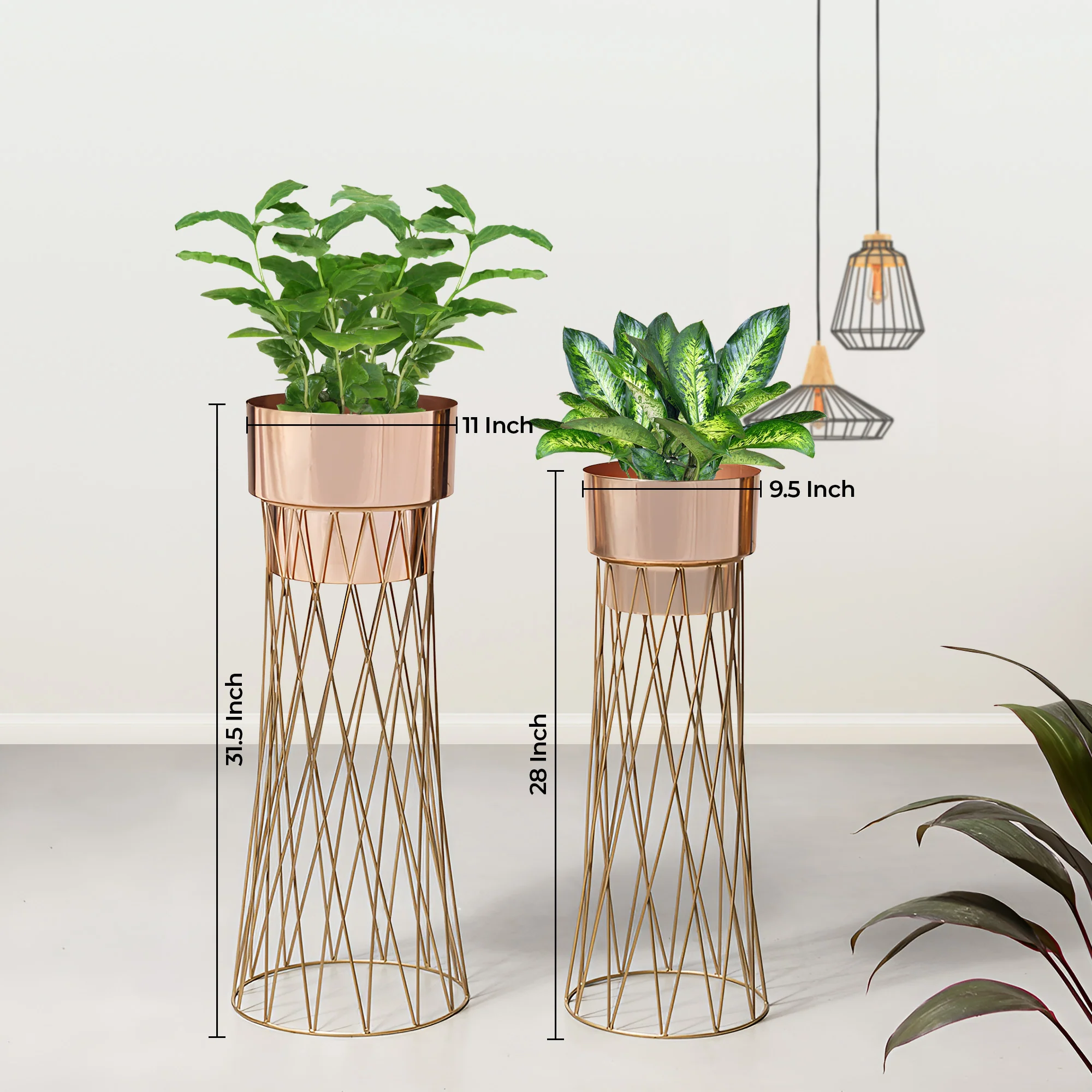 Zen Botanics Gold Stand & Ross Gold Pot Planters Set of 2 - Image 3