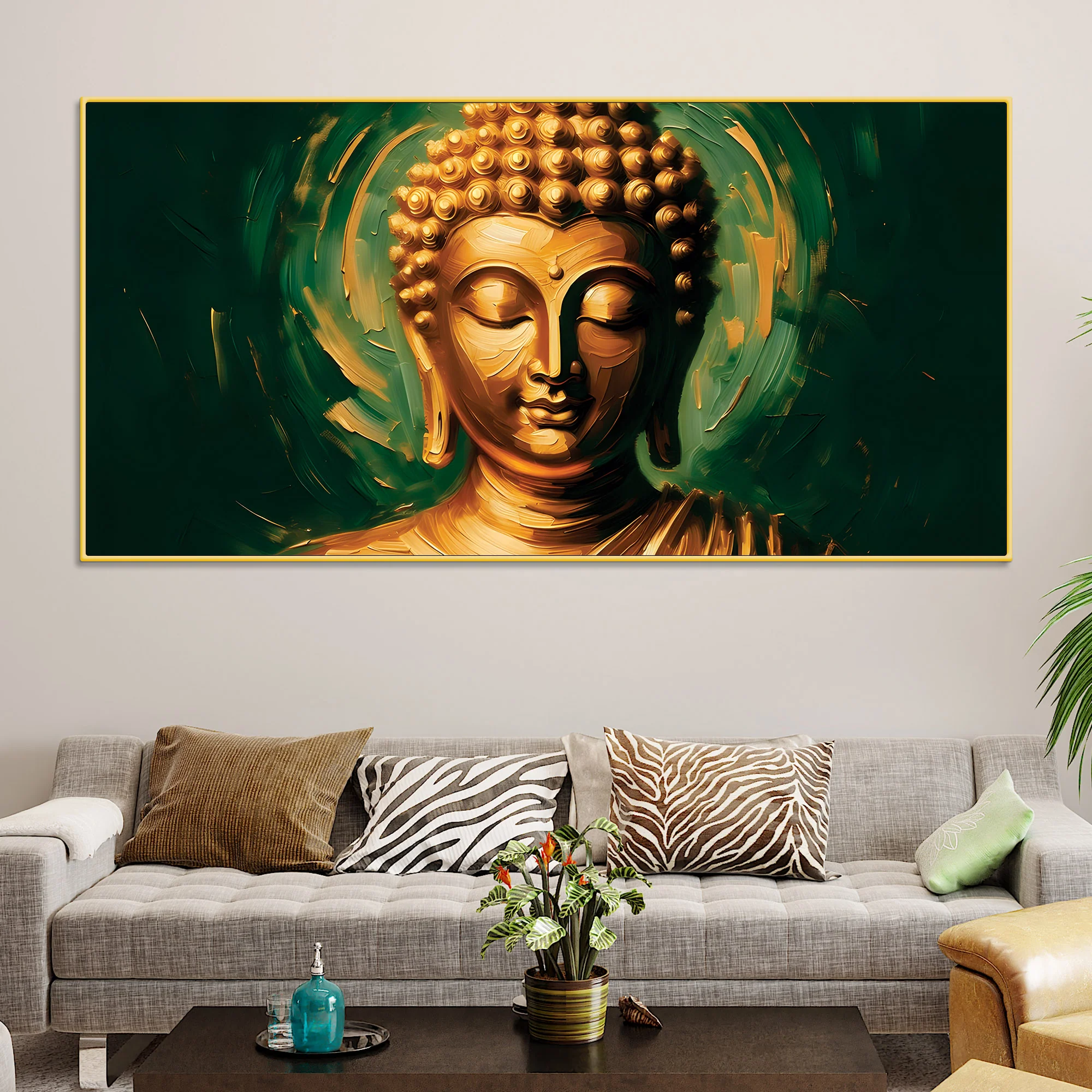 Zen Buddha Lotus Canvas Painting – Elegant Home Wall Decor - Image 2