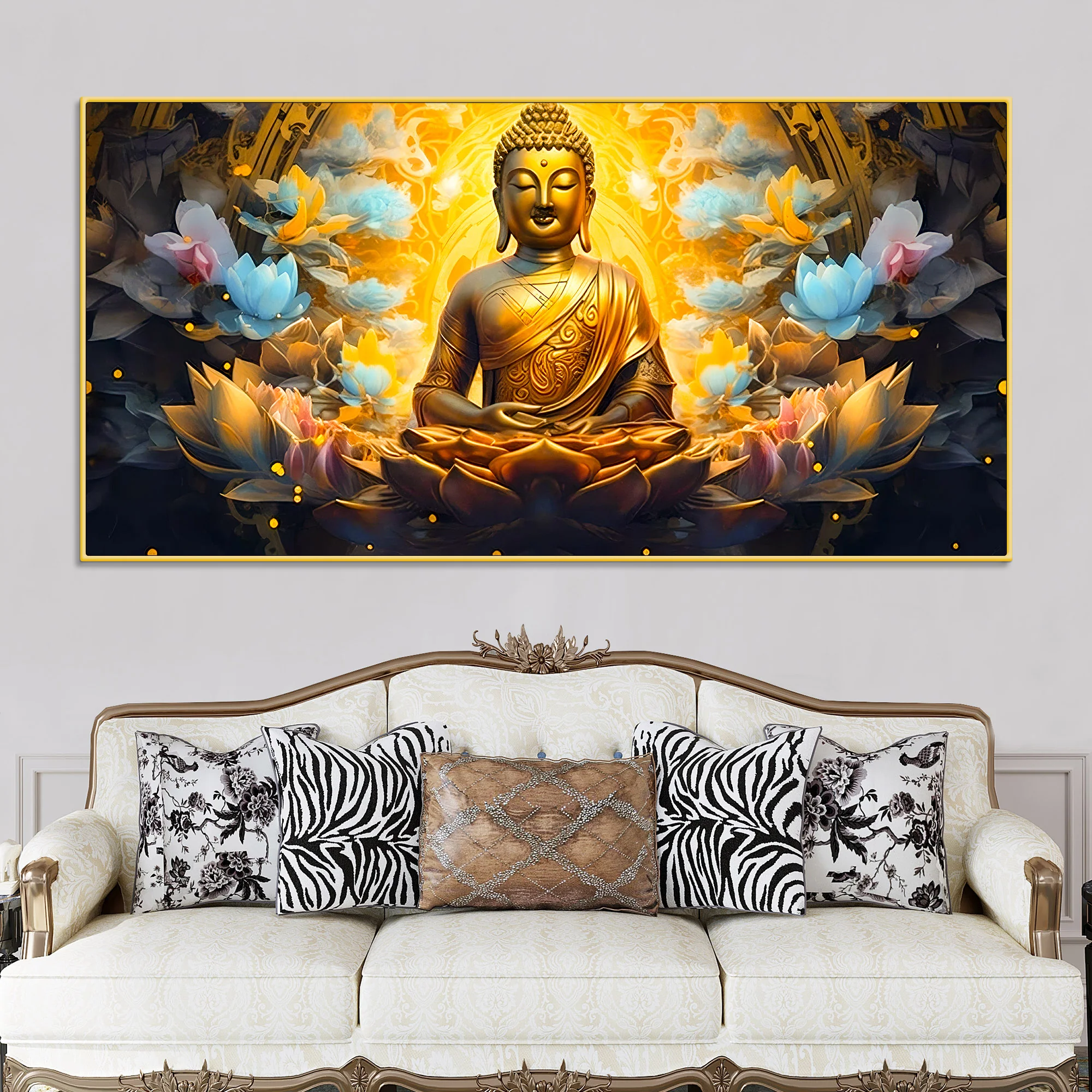 Zen Inspired Lord Buddha Canvas Painting for Wall Decor