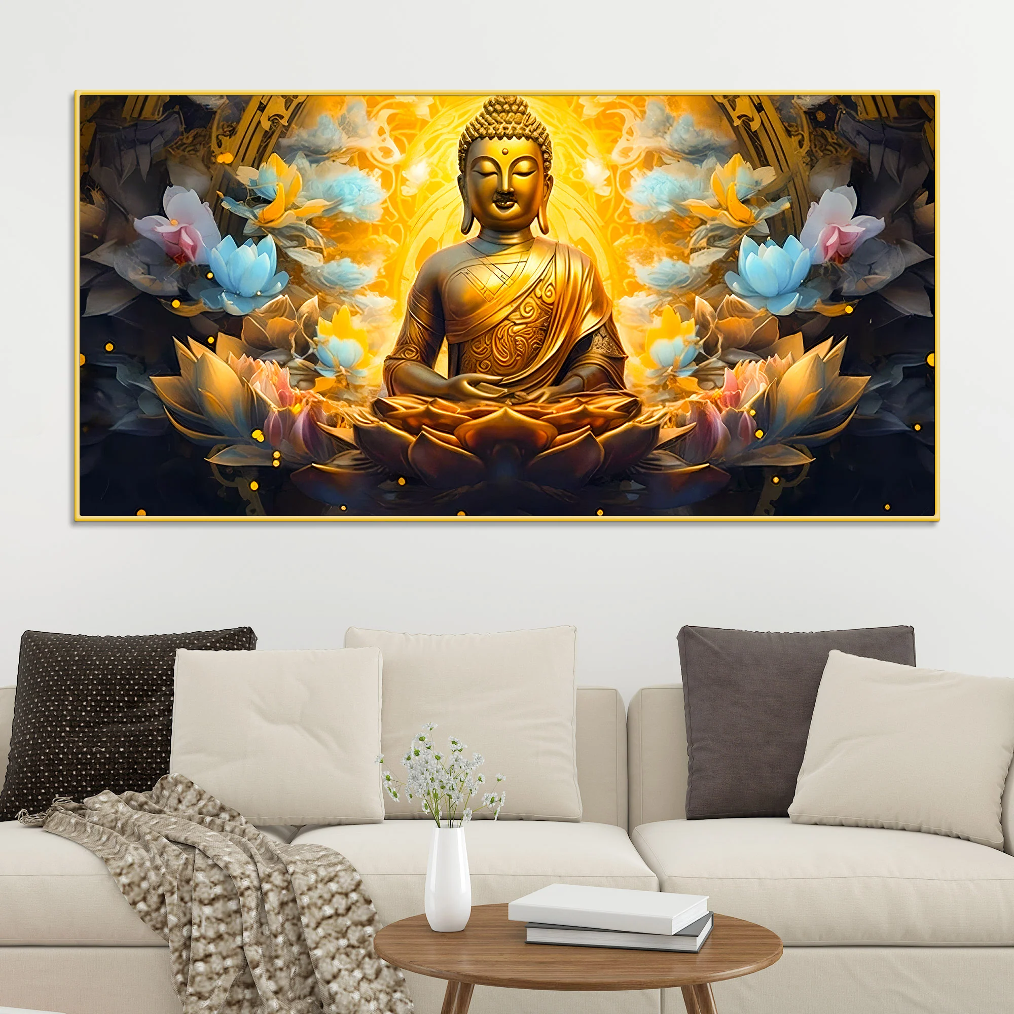 Zen Inspired Lord Buddha Canvas Painting for Wall Decor - Image 2