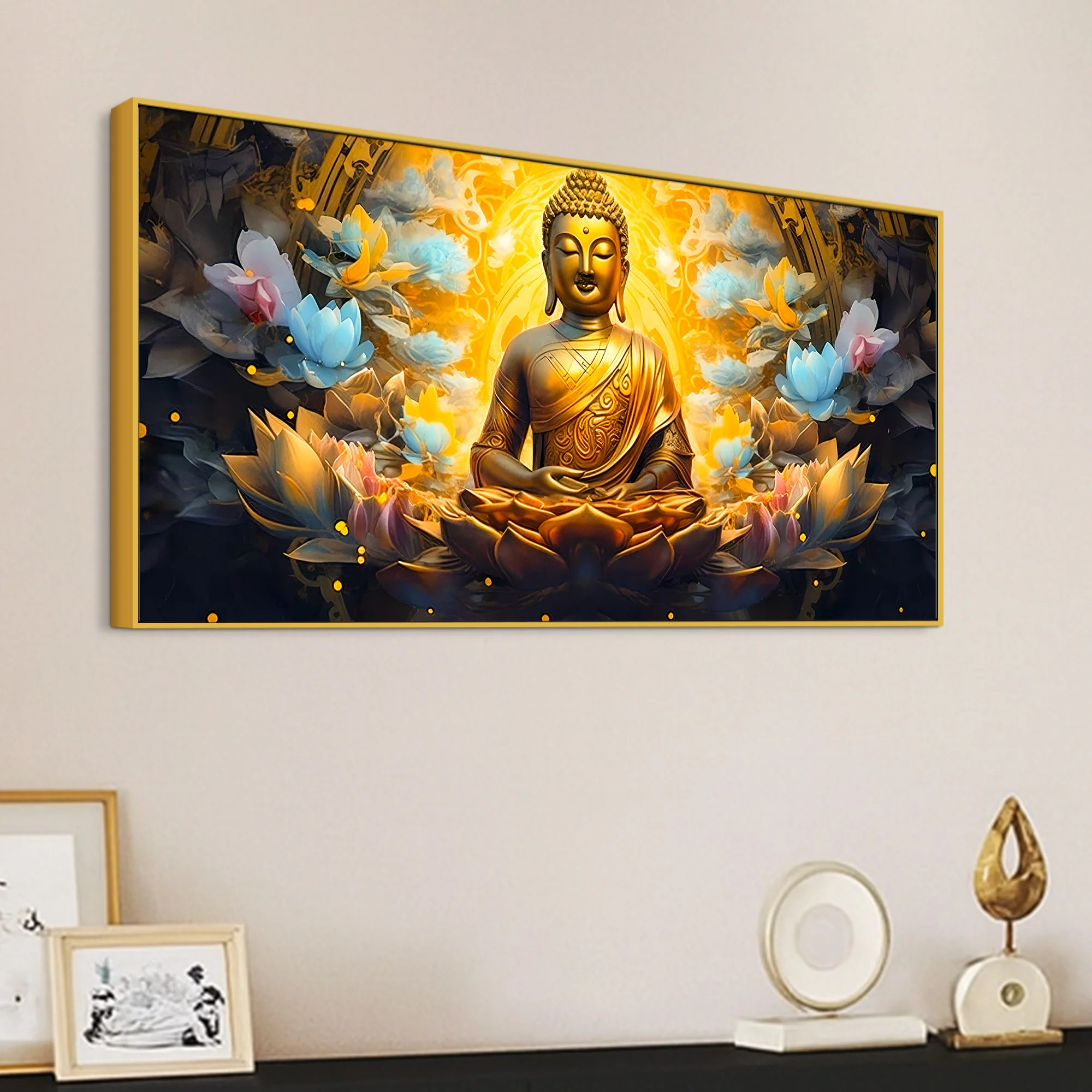Zen Inspired Lord Buddha Canvas Painting for Wall Decor - Image 5