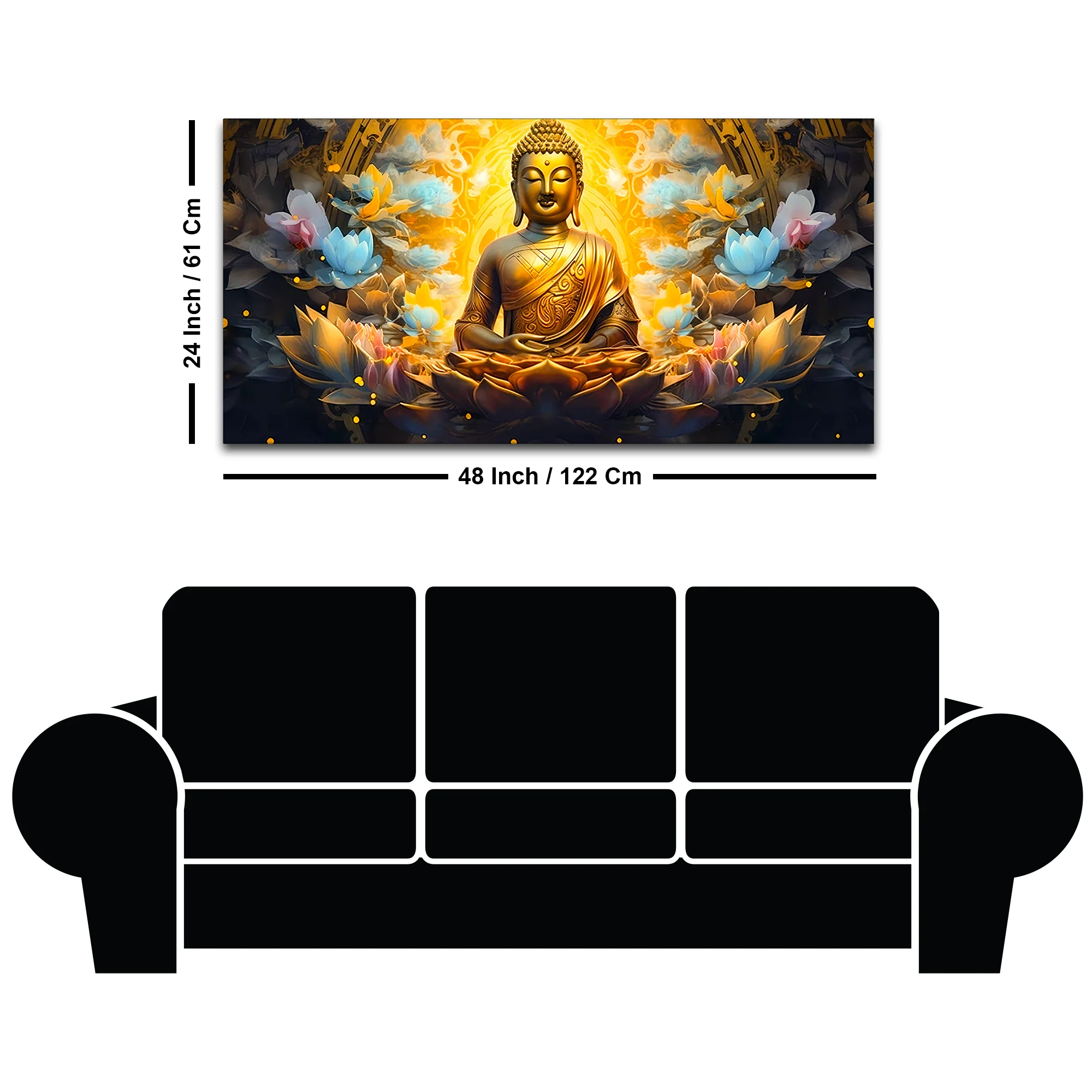 Zen Inspired Lord Buddha Canvas Painting for Wall Decor - Image 8